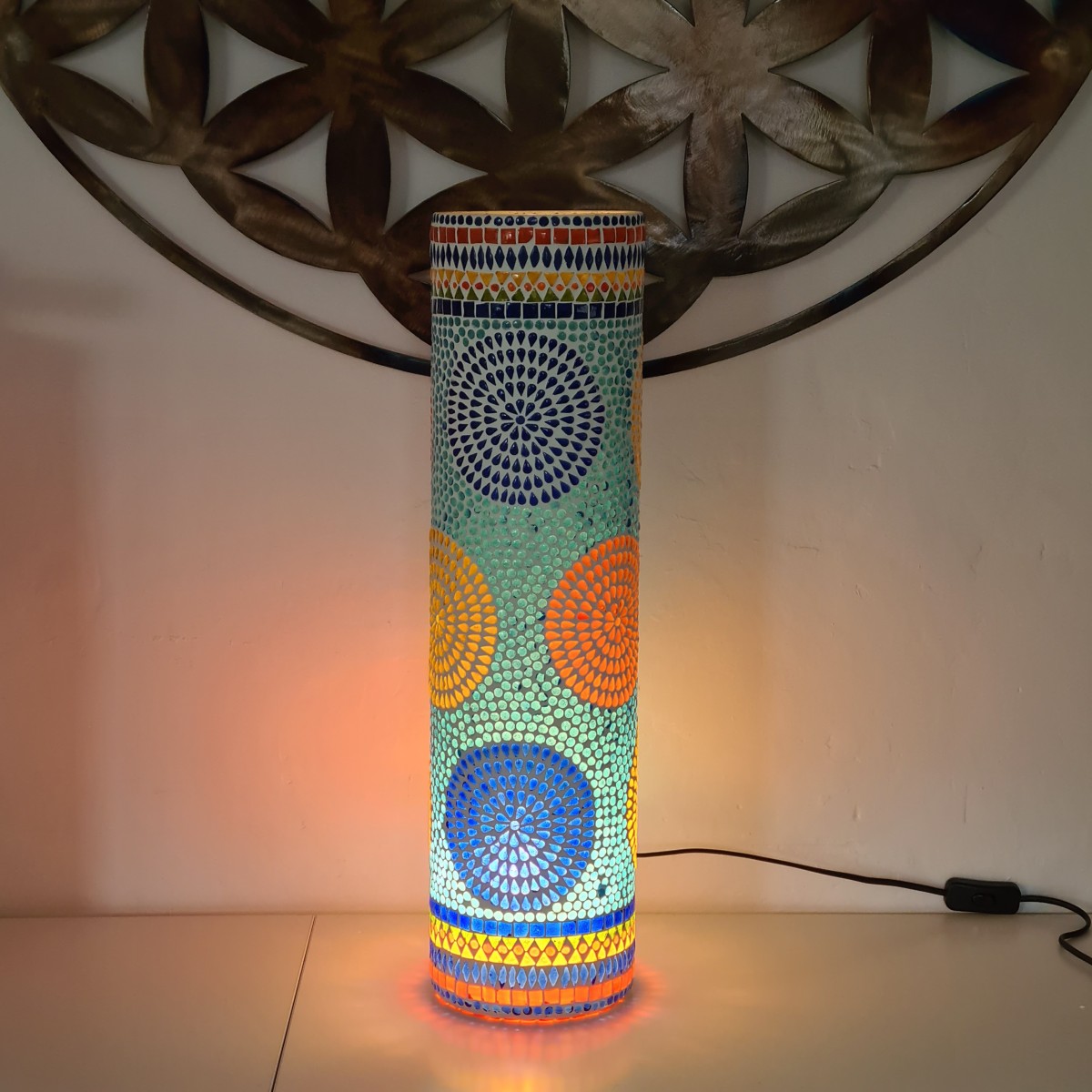 Lampe mosaque de verre - cylindre - 62 cm